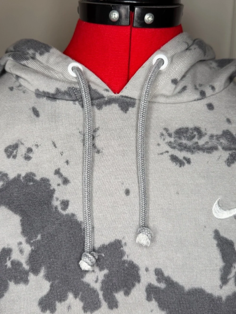 Nike Tie Dye Hoodie Sweatshirt Oversized Cropped Washed Light Dark Gray Women M